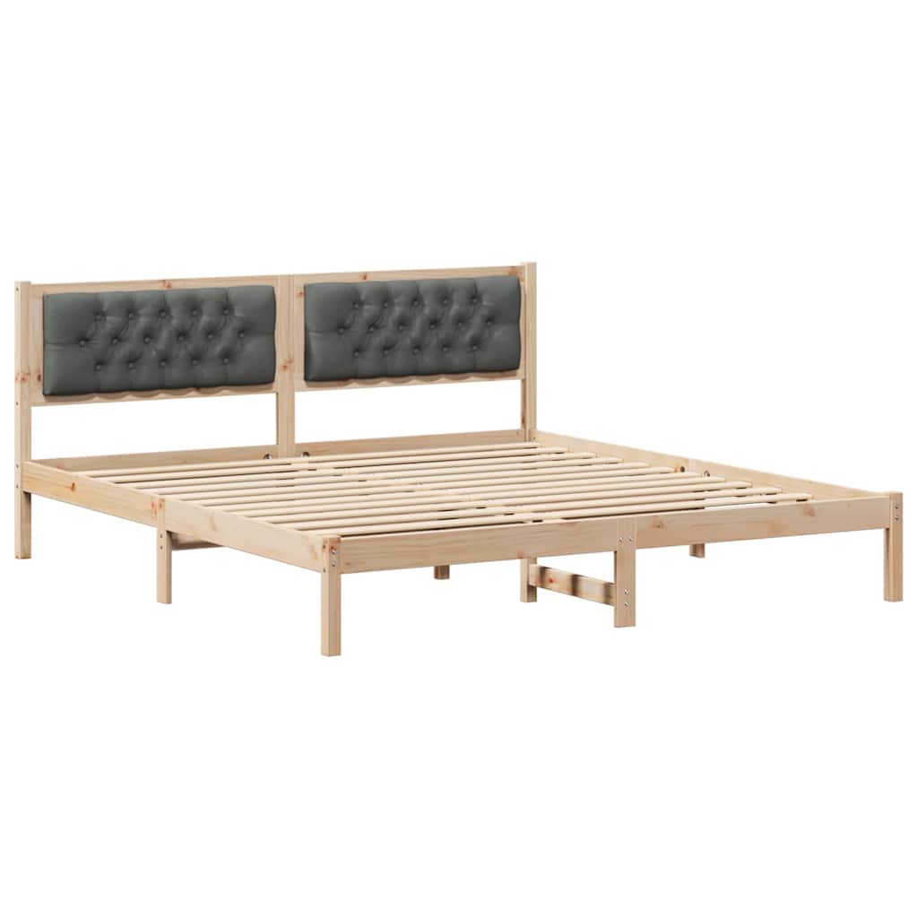 Sengestel med hovedgærde Mørkegrå 160 x 200 cm Massiv fyrretræ