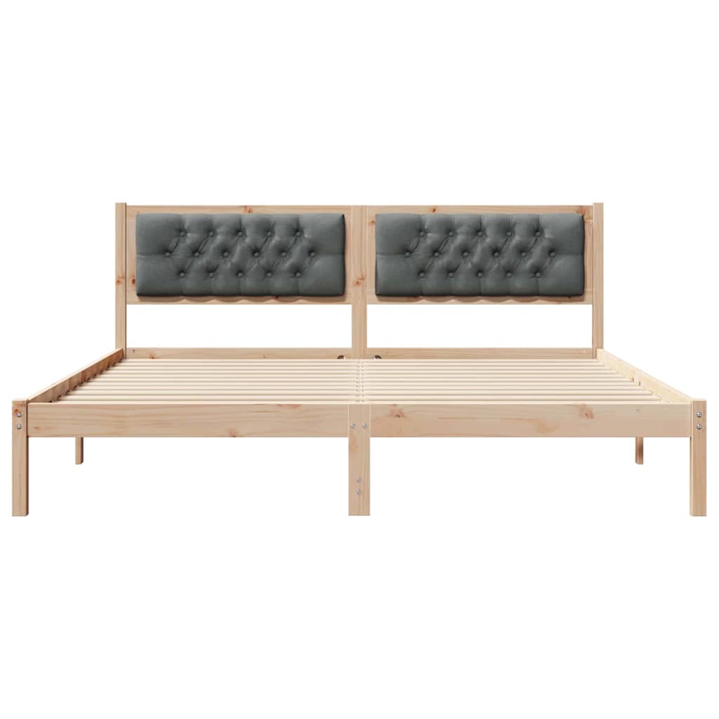 Sengestel med hovedgærde Mørkegrå 160 x 200 cm Massiv fyrretræ