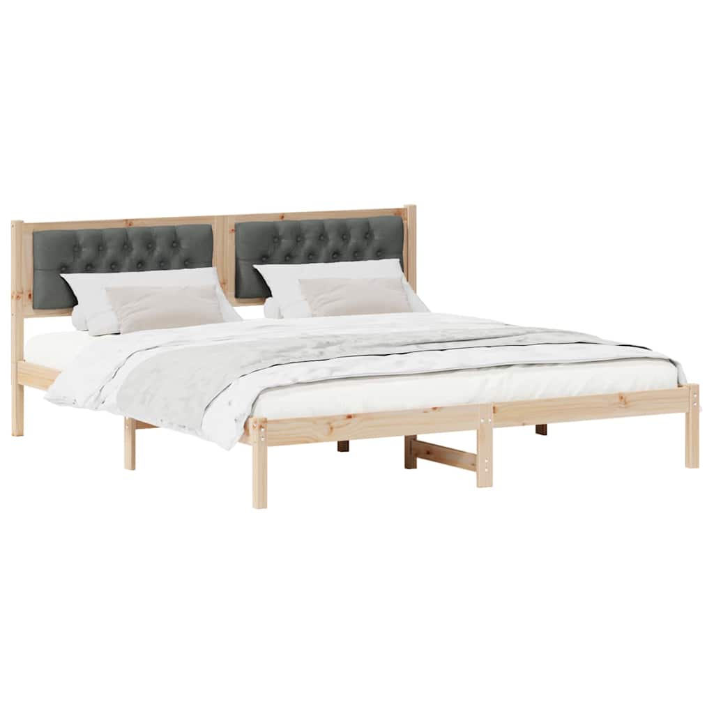 Sengestel med hovedgærde Mørkegrå 160 x 200 cm Massiv fyrretræ