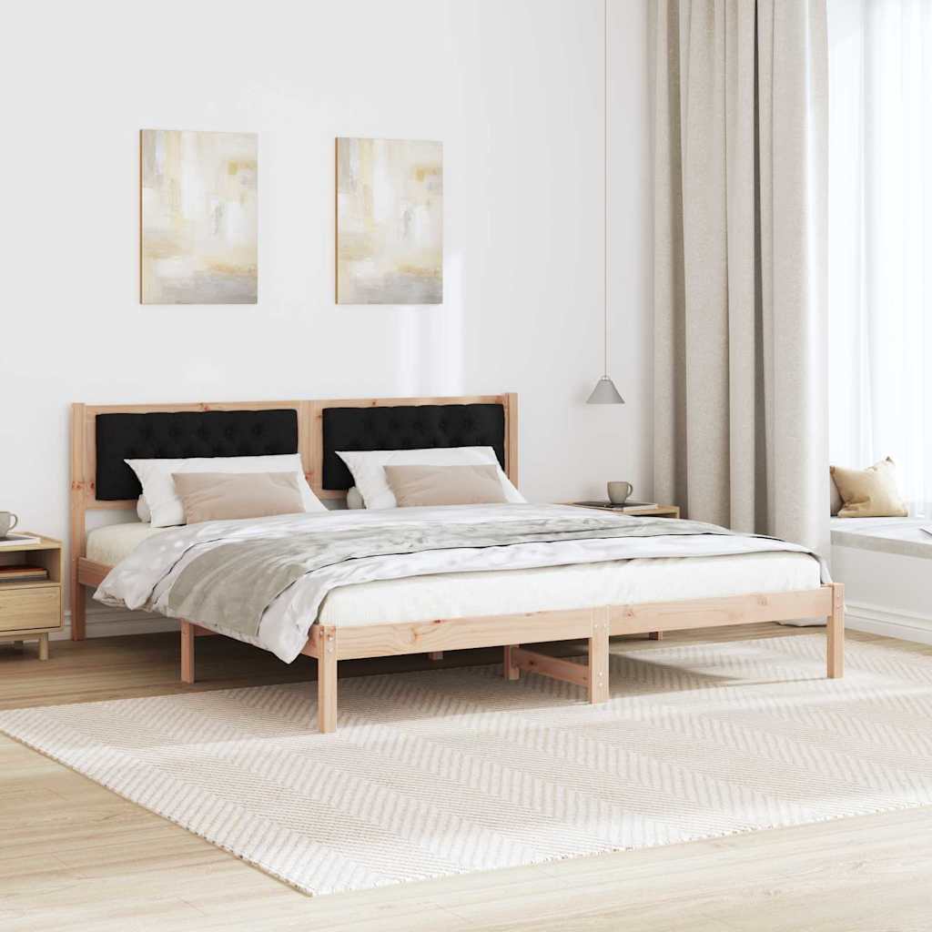 Sengestel med hovedgærde Sort 160 x 200 cm Massiv fyrretræ