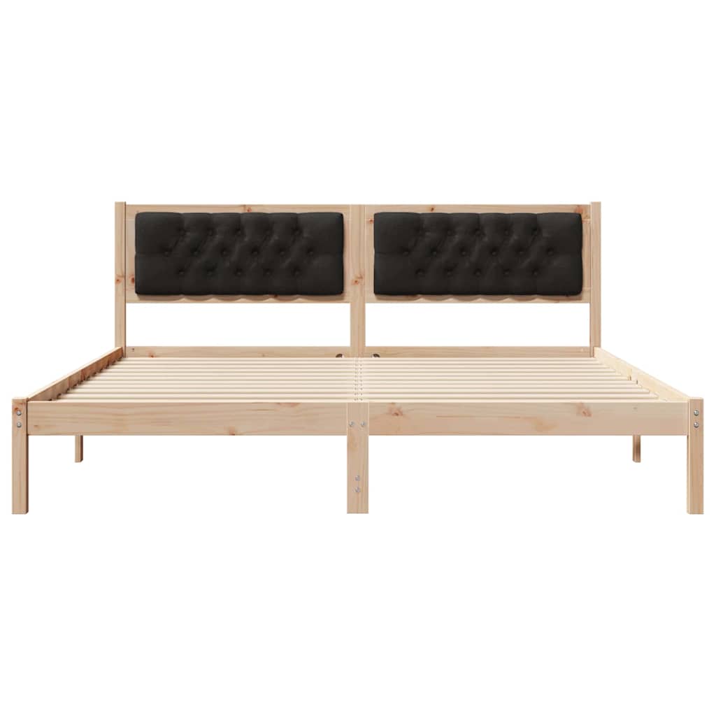 Sengestel med hovedgærde Sort 160 x 200 cm Massiv fyrretræ