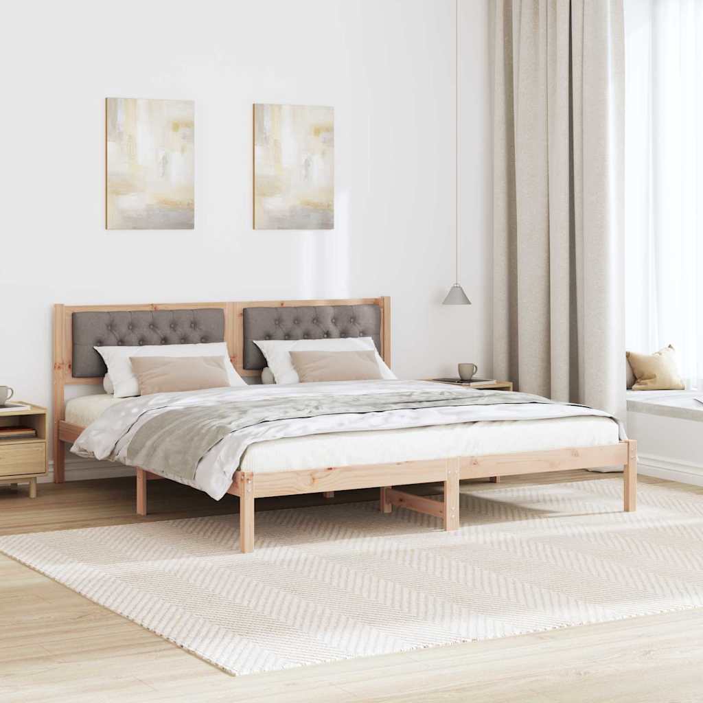 Sengestel med hovedgærde Gråbrun 160 x 200 cm Massiv fyrretræ