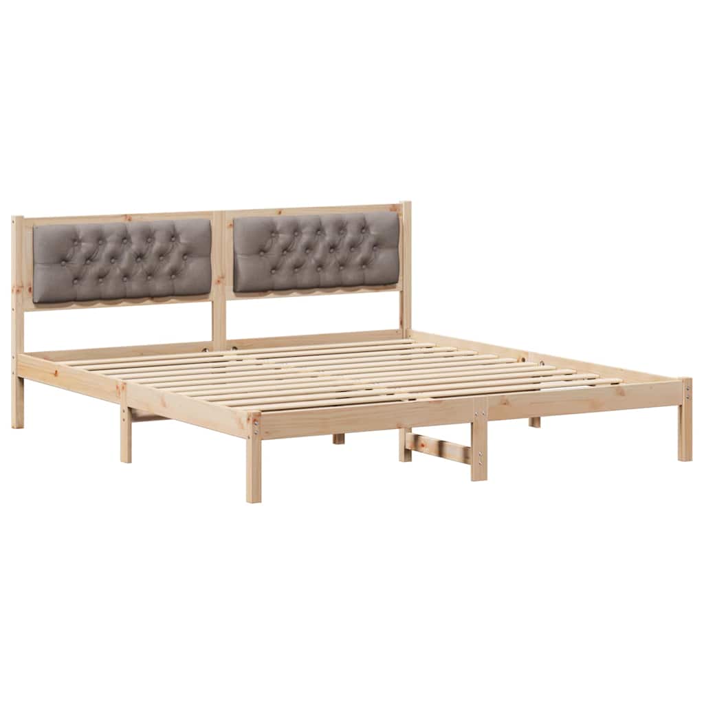 Sengestel med hovedgærde Gråbrun 160 x 200 cm Massiv fyrretræ