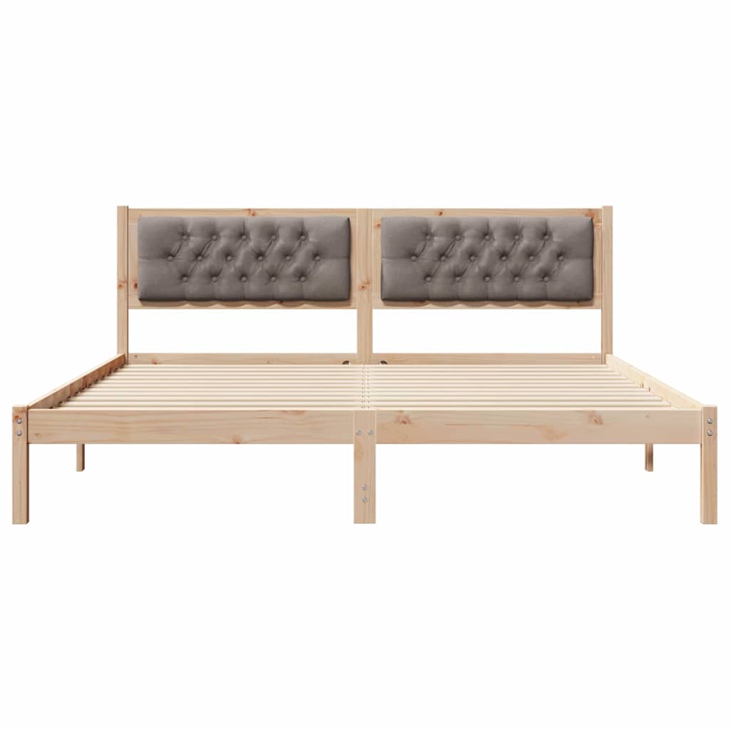 Sengestel med hovedgærde Gråbrun 160 x 200 cm Massiv fyrretræ
