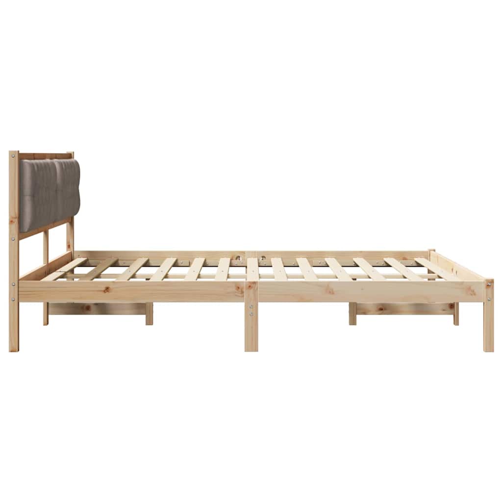 Sengestel med hovedgærde Gråbrun 160 x 200 cm Massiv fyrretræ