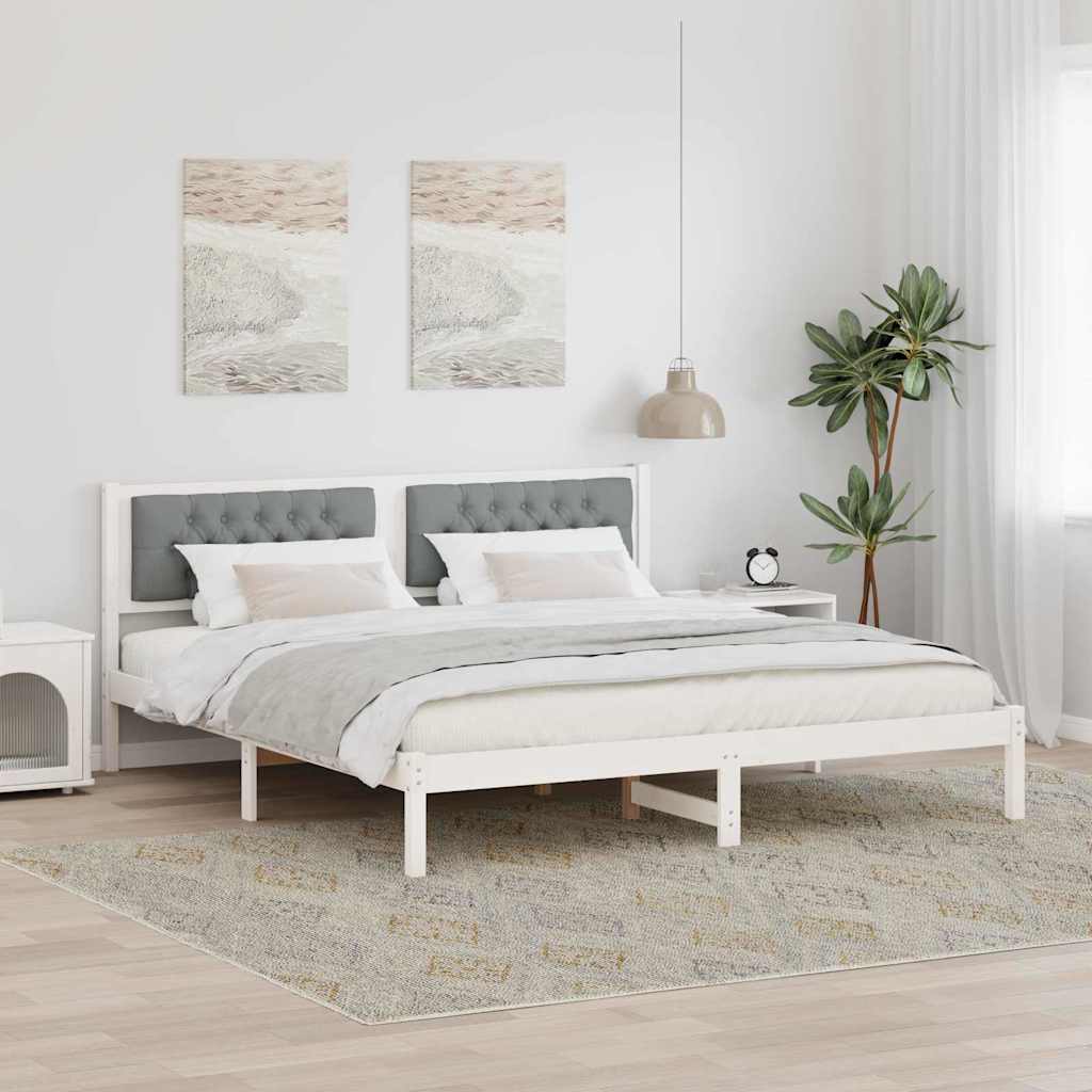 Sengestel med hovedgærde Lysegrå 160 x 200 cm Massiv fyrretræ