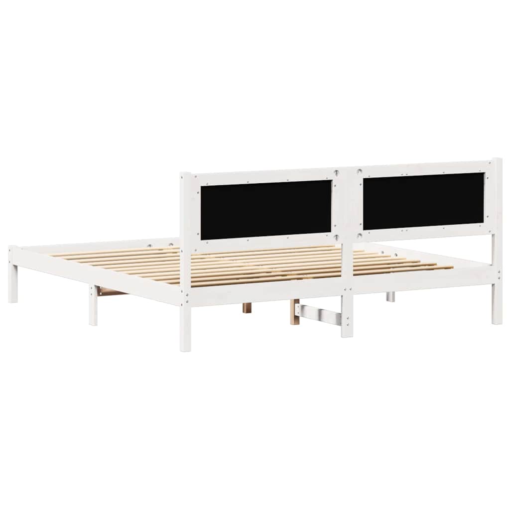 Sengestel med hovedgærde Lysegrå 160 x 200 cm Massiv fyrretræ