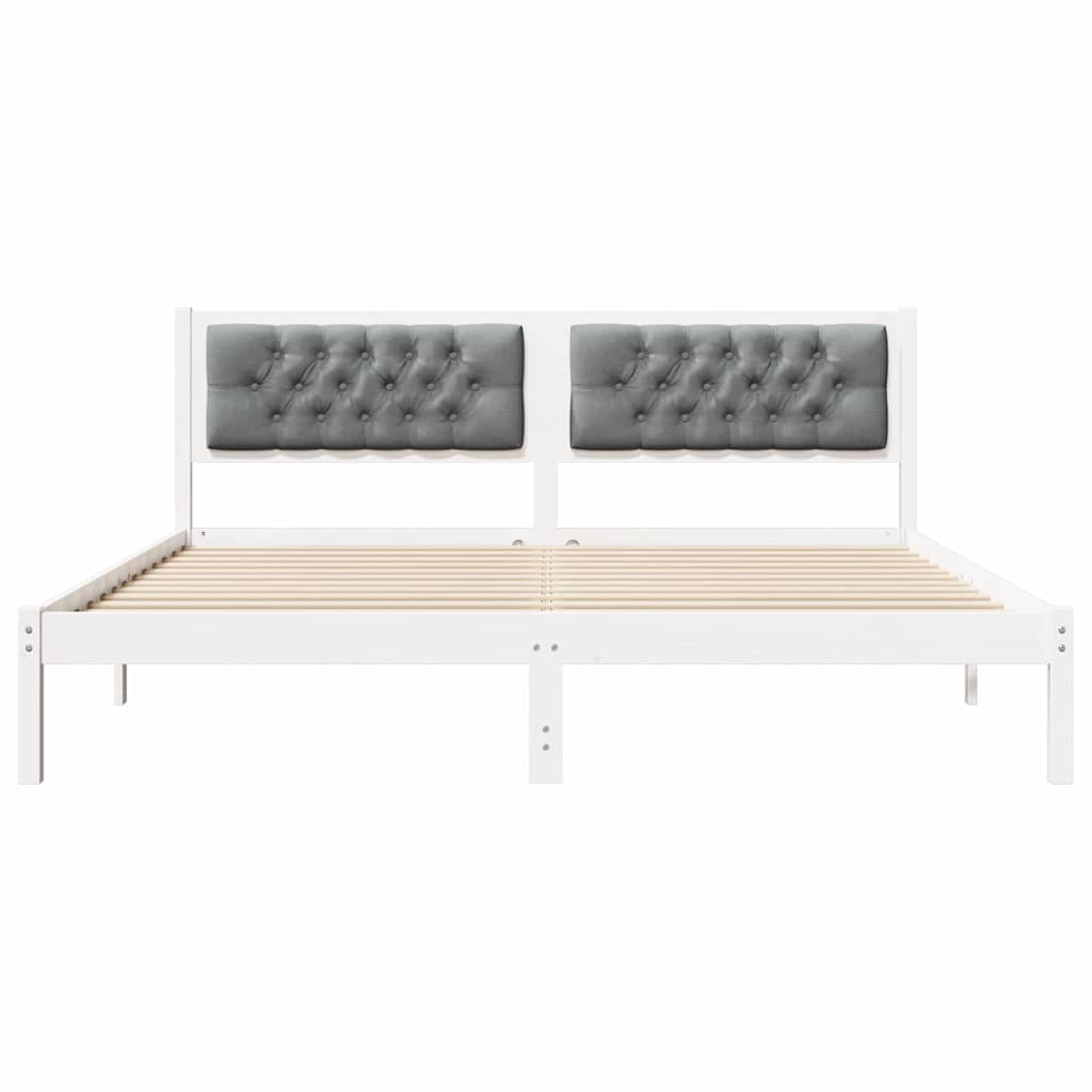 Sengestel med hovedgærde Lysegrå 160 x 200 cm Massiv fyrretræ