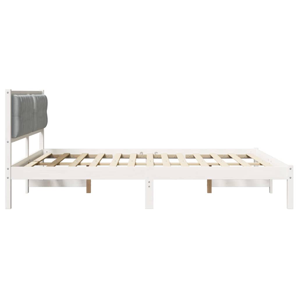 Sengestel med hovedgærde Lysegrå 160 x 200 cm Massiv fyrretræ