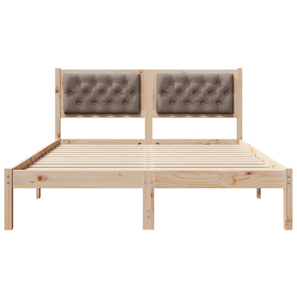Sengestel med hovedgærde Gråbrun 150 x 200 cm Massiv fyrretræ