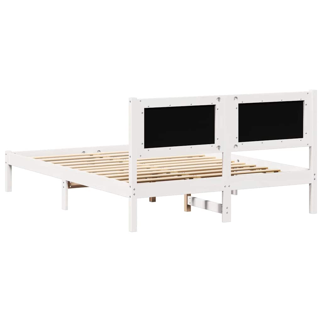 Sengestel med hovedgærde Lysegrå 150 x 200 cm Massiv fyrretræ