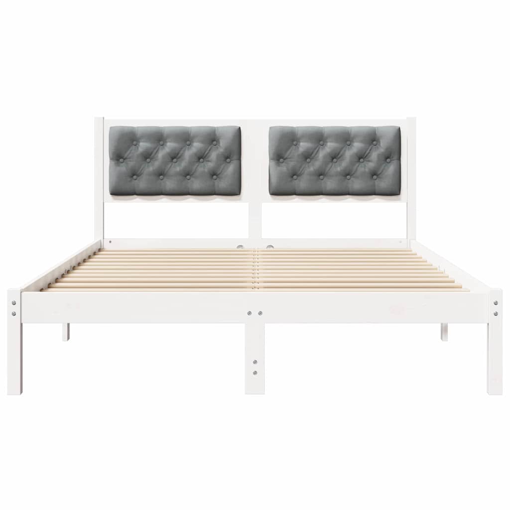 Sengestel med hovedgærde Lysegrå 150 x 200 cm Massiv fyrretræ