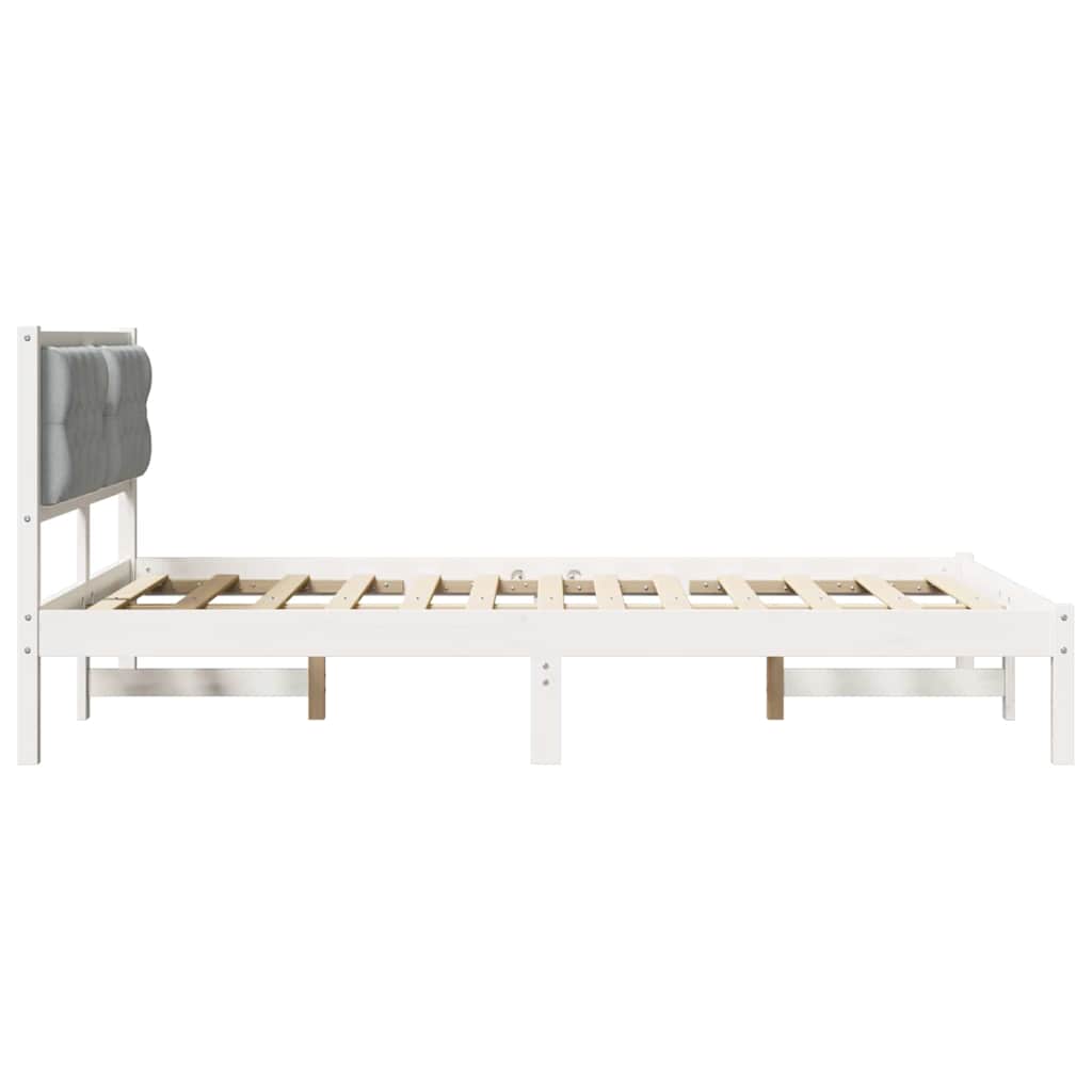 Sengestel med hovedgærde Lysegrå 150 x 200 cm Massiv fyrretræ