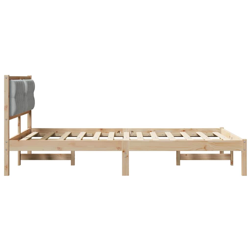 Sengestel med hovedgærde Lysegrå 140 x 200 cm Massiv fyrretræ