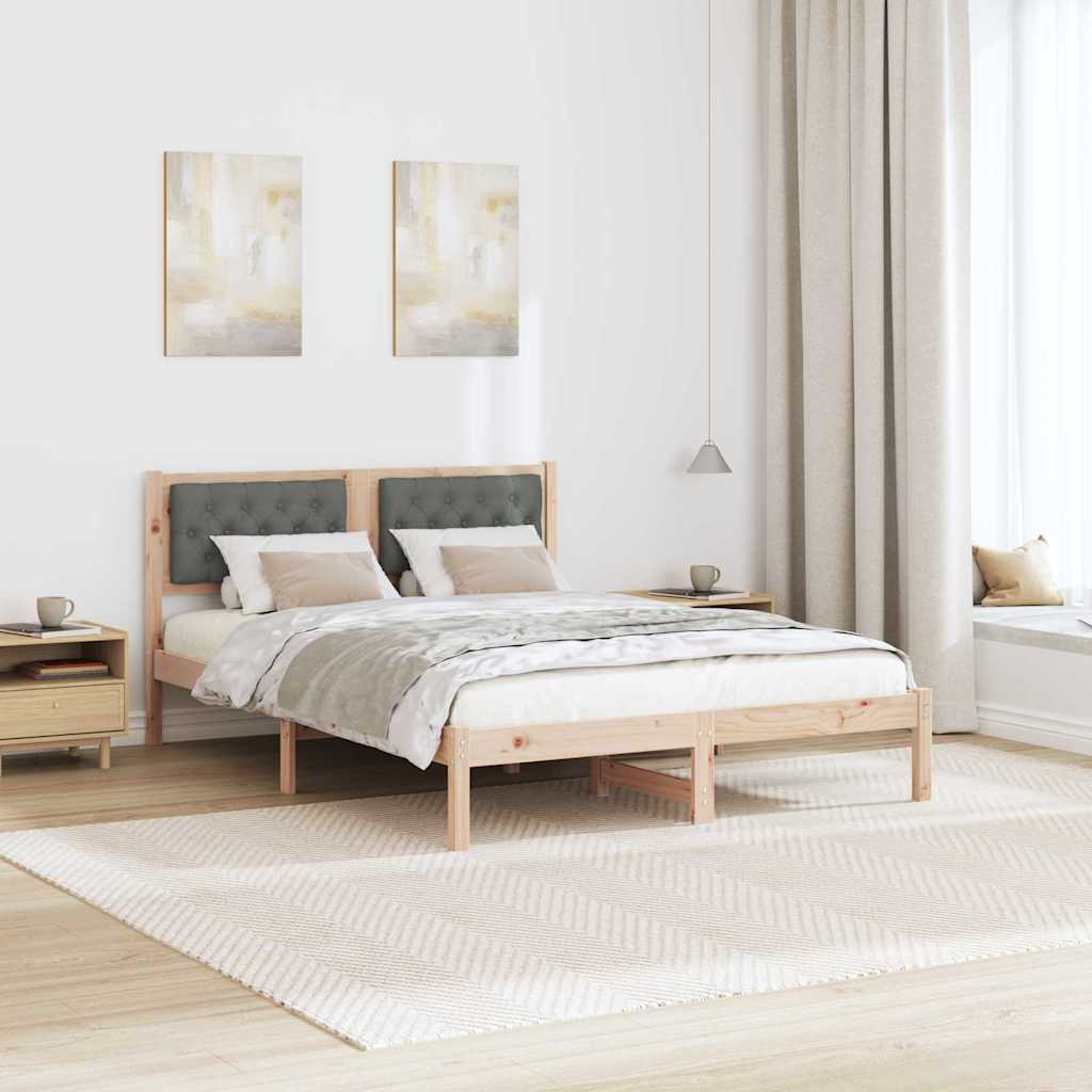 Sengestel med hovedgærde Mørkegrå 140 x 200 cm Massiv fyrretræ