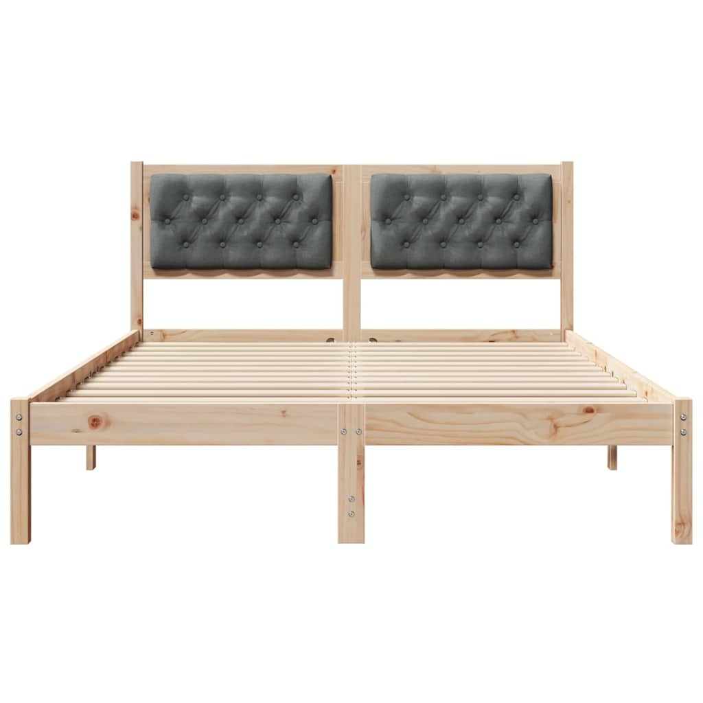 Sengestel med hovedgærde Mørkegrå 140 x 200 cm Massiv fyrretræ