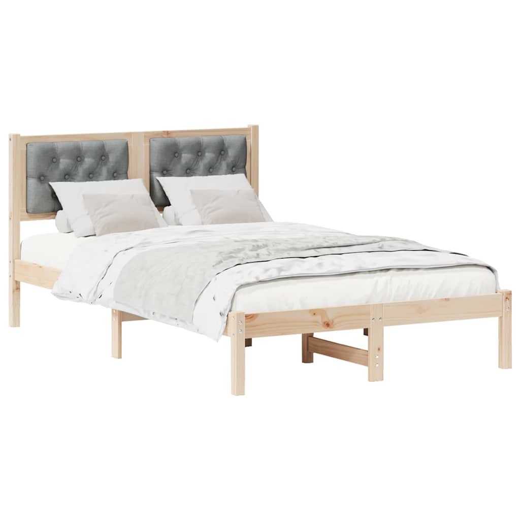 Sengestel med hovedgærde Lysegrå 120 x 200 cm Massiv fyrretræ