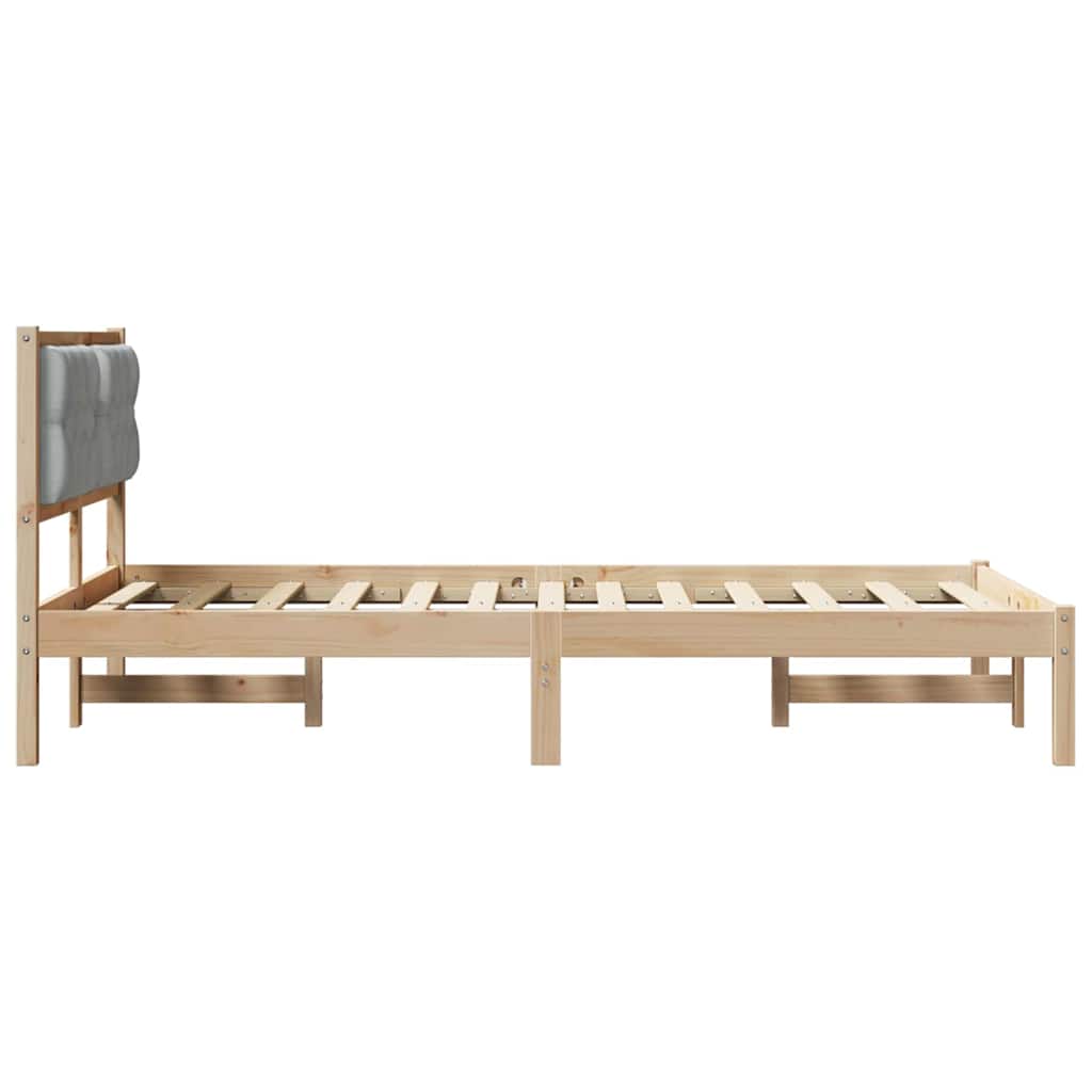 Sengestel med hovedgærde Lysegrå 120 x 200 cm Massiv fyrretræ