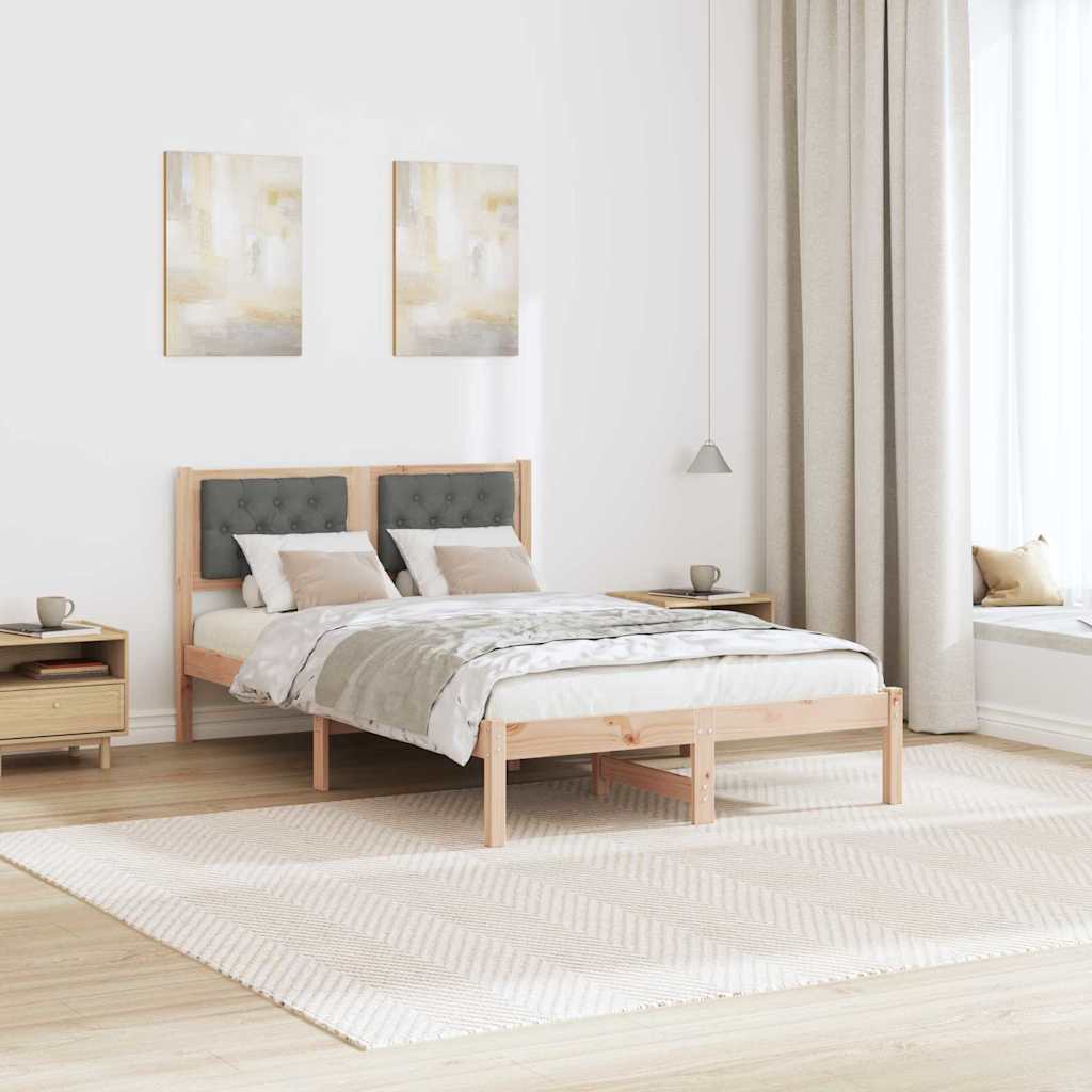 Sengestel med hovedgærde Mørkegrå 120 x 200 cm Massiv fyrretræ
