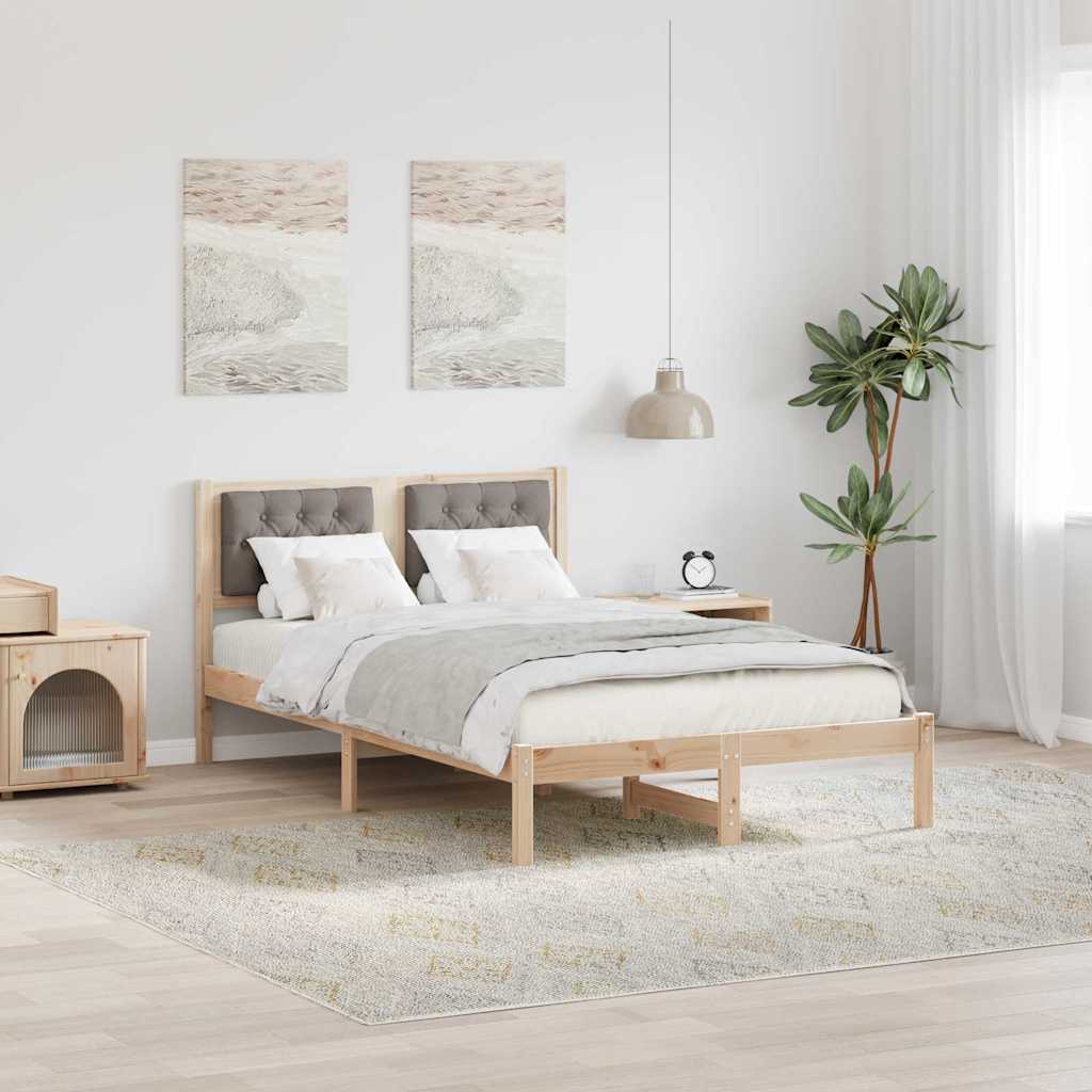 Sengestel med hovedgærde Gråbrun 120 x 200 cm Massiv fyrretræ