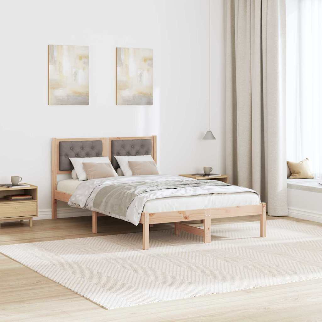 Sengestel med hovedgærde Gråbrun 120 x 200 cm Massiv fyrretræ