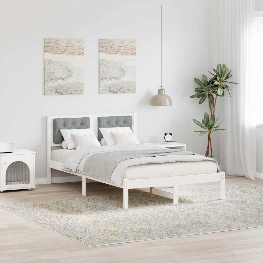 Sengestel med hovedgærde Lysegrå 120 x 200 cm Massiv fyrretræ