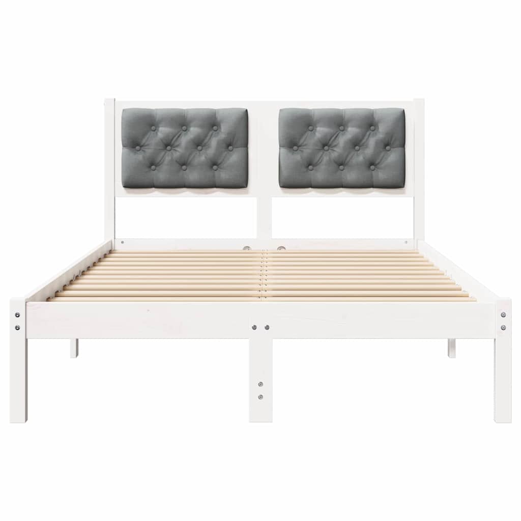 Sengestel med hovedgærde Lysegrå 120 x 200 cm Massiv fyrretræ