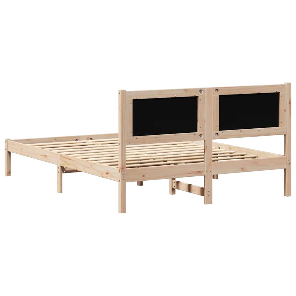 Sengestel med hovedgærde Lysegrå 140 x 190 cm Massiv fyrretræ