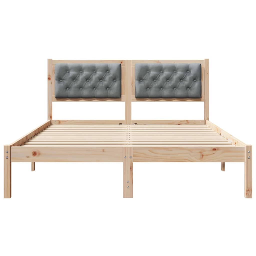 Sengestel med hovedgærde Lysegrå 140 x 190 cm Massiv fyrretræ