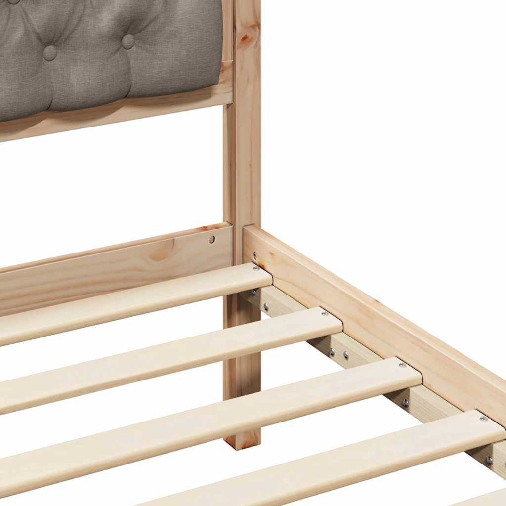 Sengestel med hovedgærde Gråbrun 140 x 190 cm Massiv fyrretræ