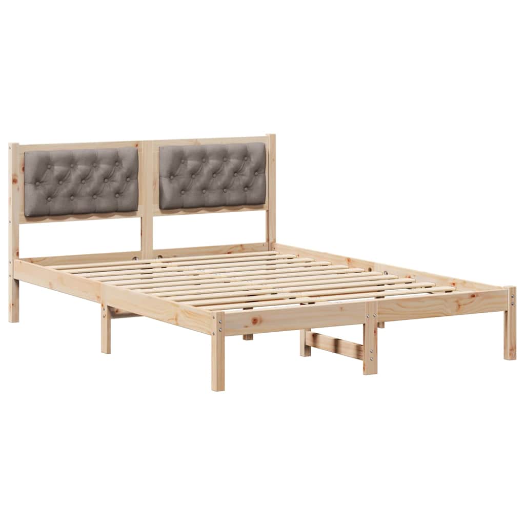 Sengestel med hovedgærde Gråbrun 140 x 190 cm Massiv fyrretræ
