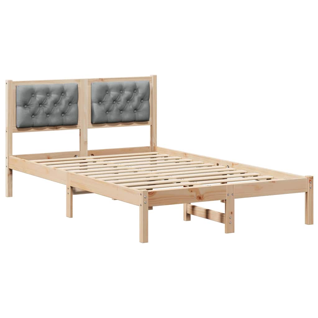 Sengestel med hovedgærde Lysegrå 135 x 190 cm Massiv fyrretræ