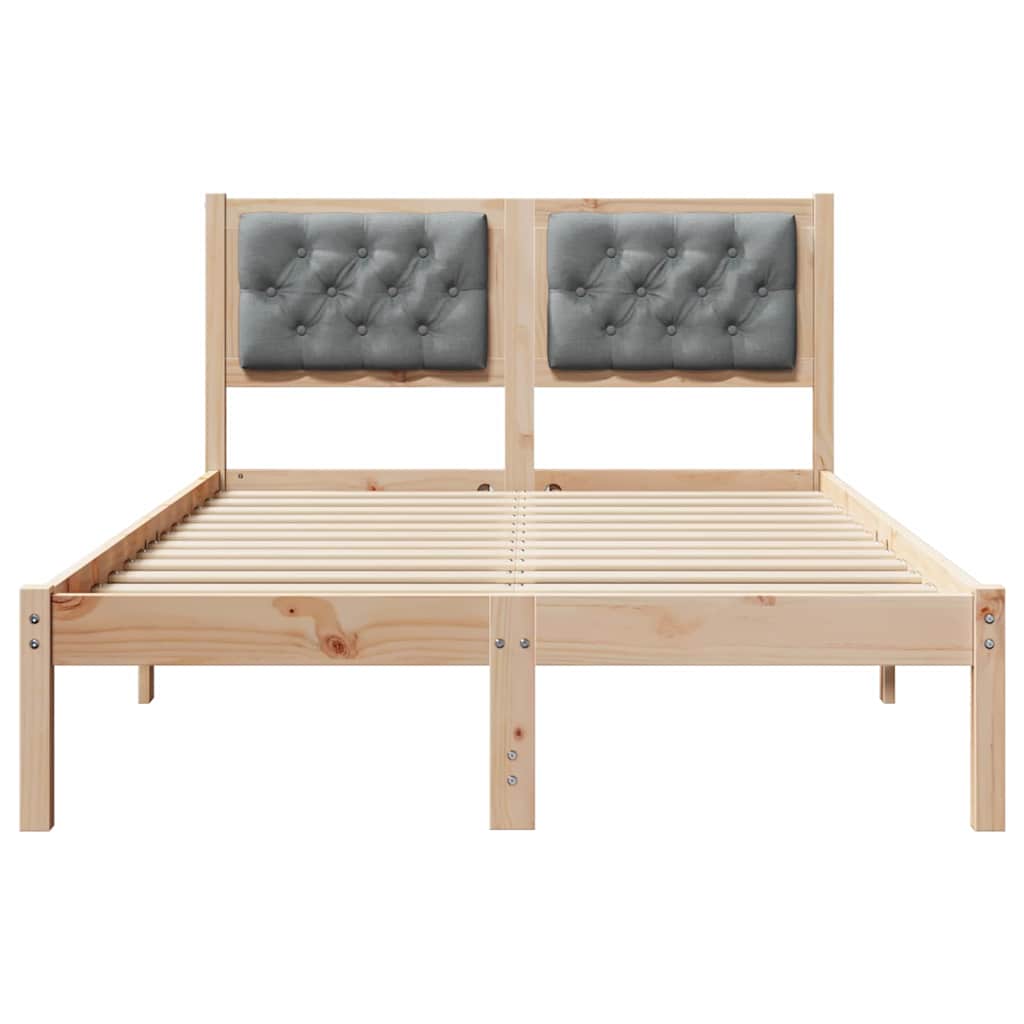 Sengestel med hovedgærde Lysegrå 135 x 190 cm Massiv fyrretræ