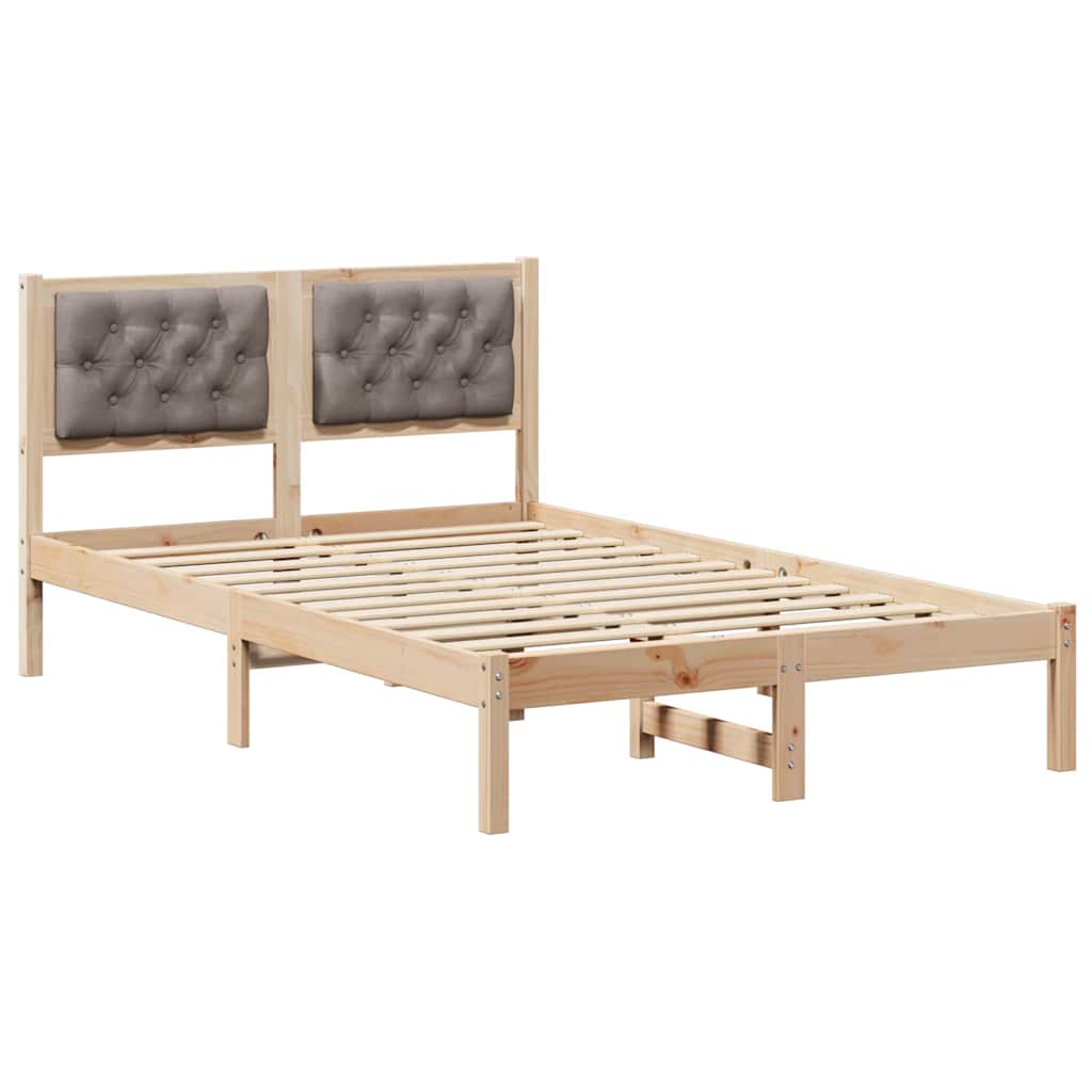 Sengestel med hovedgærde Gråbrun 135 x 190 cm Massiv fyrretræ
