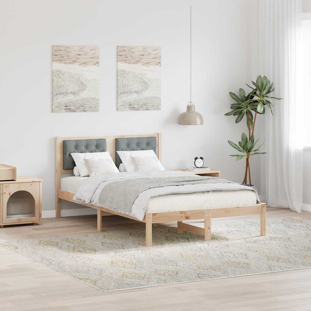 Sengestel med hovedgærde Lysegrå 120 x 190 cm Massiv fyrretræ