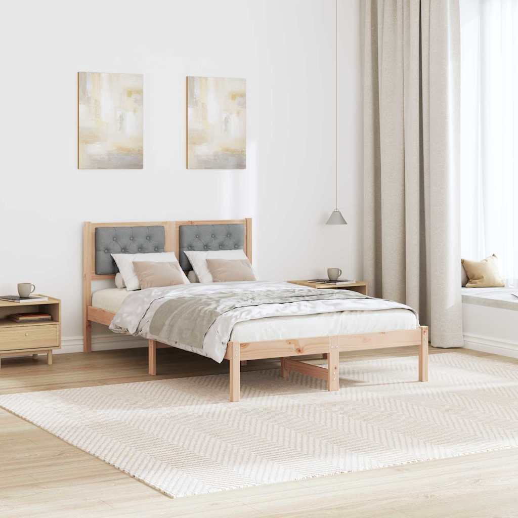 Sengestel med hovedgærde Lysegrå 120 x 190 cm Massiv fyrretræ