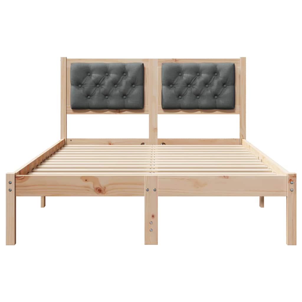 Sengestel med hovedgærde Mørkegrå 120 x 190 cm Massiv fyrretræ