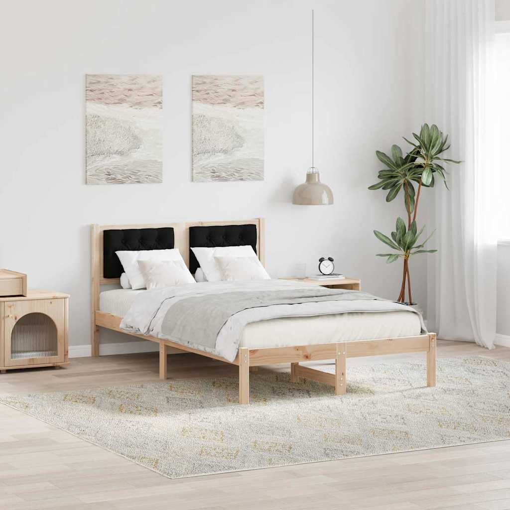 Sengestel med hovedgærde Sort 120 x 190 cm Massiv fyrretræ