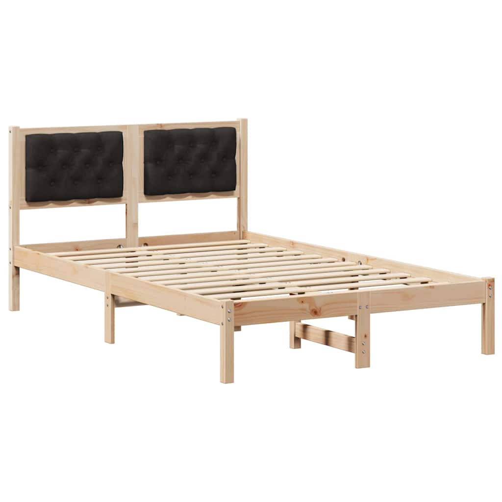 Sengestel med hovedgærde Sort 120 x 190 cm Massiv fyrretræ