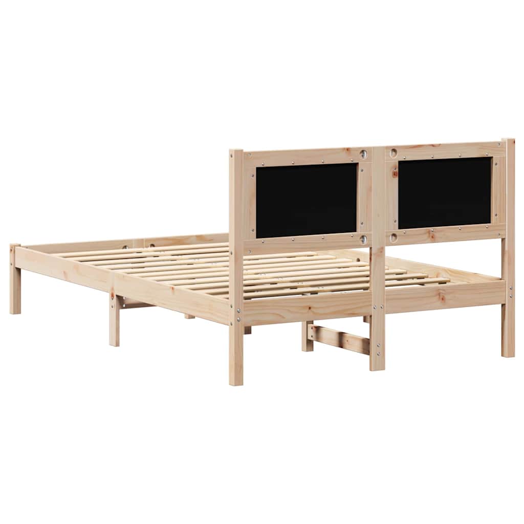 Sengestel med hovedgærde Sort 120 x 190 cm Massiv fyrretræ
