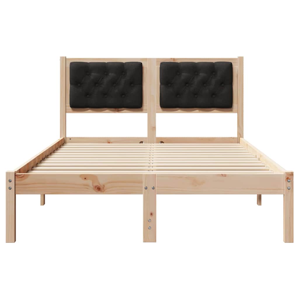 Sengestel med hovedgærde Sort 120 x 190 cm Massiv fyrretræ