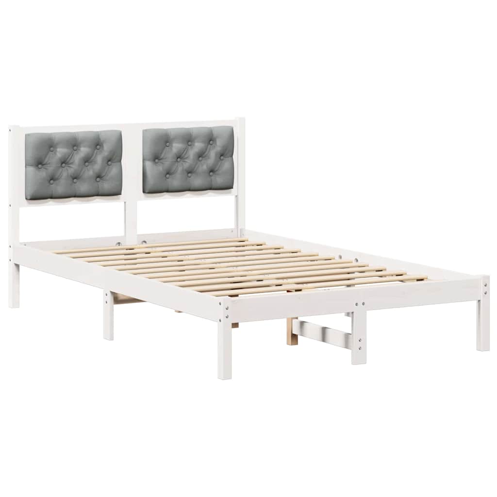 Sengestel med hovedgærde Lysegrå 120 x 190 cm Massiv fyrretræ