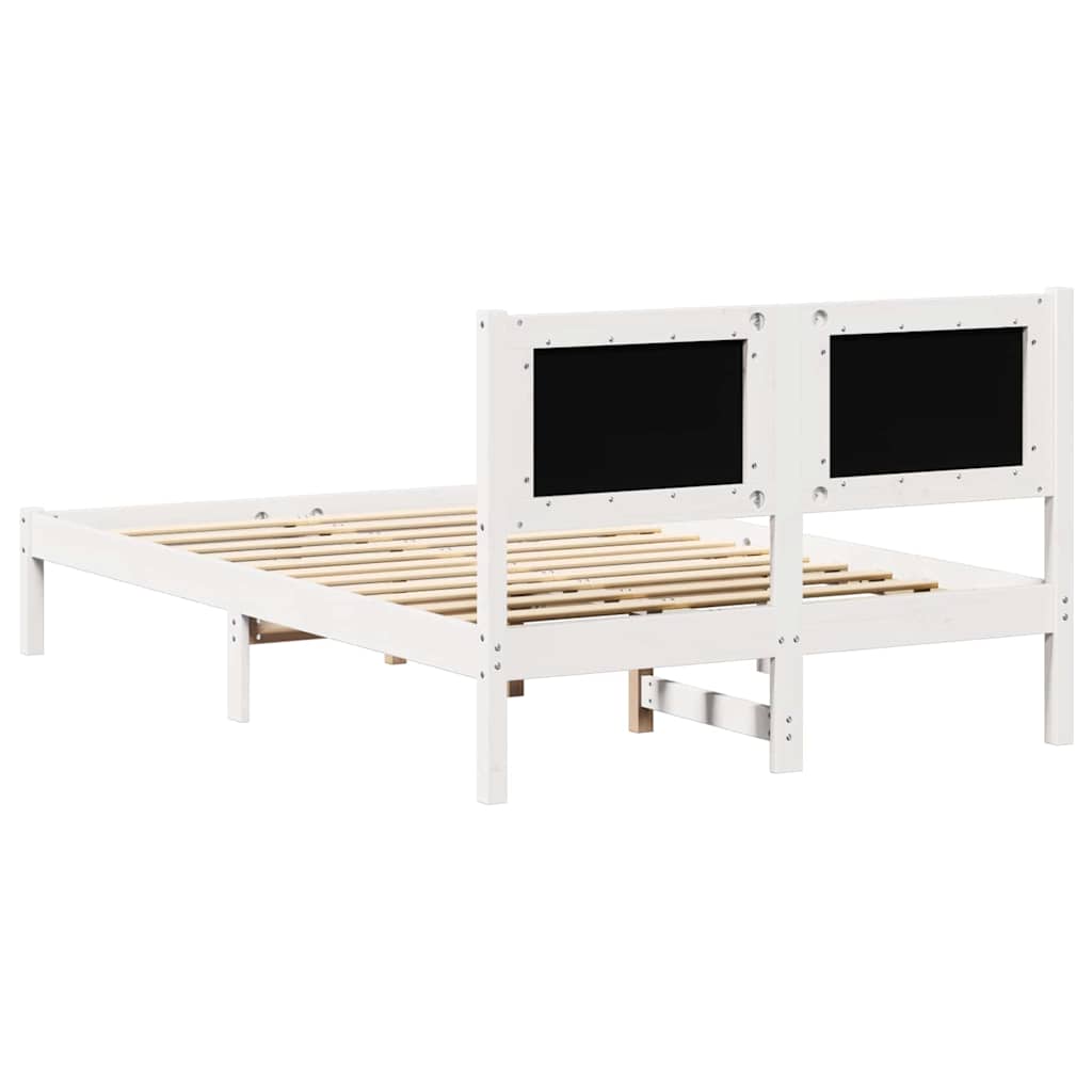 Sengestel med hovedgærde Lysegrå 120 x 190 cm Massiv fyrretræ