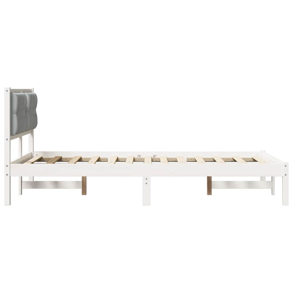 Sengestel med hovedgærde Lysegrå 120 x 190 cm Massiv fyrretræ