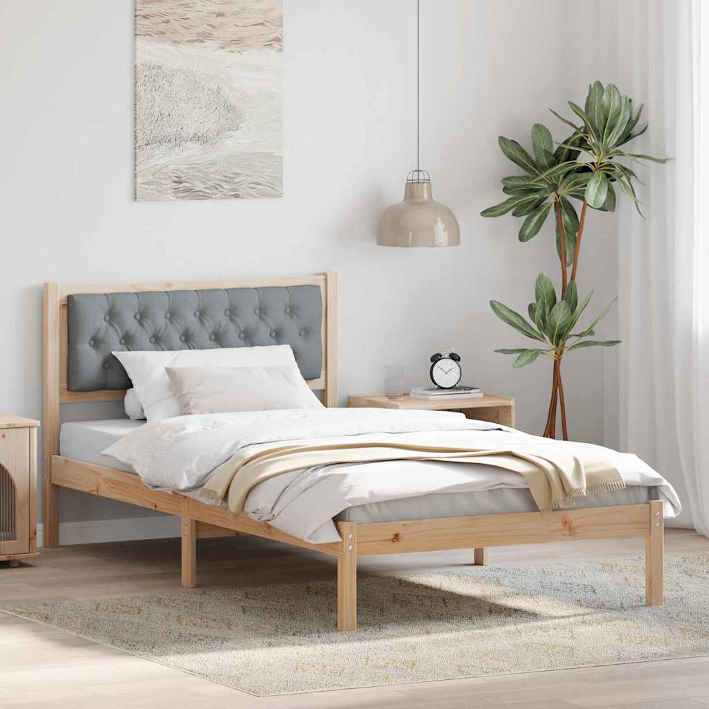 Sengestel med hovedgærde Lysegrå 100 x 200 cm Massiv fyrretræ