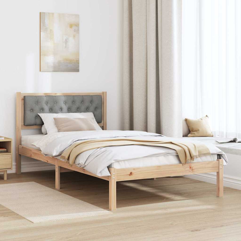 Sengestel med hovedgærde Lysegrå 100 x 200 cm Massiv fyrretræ