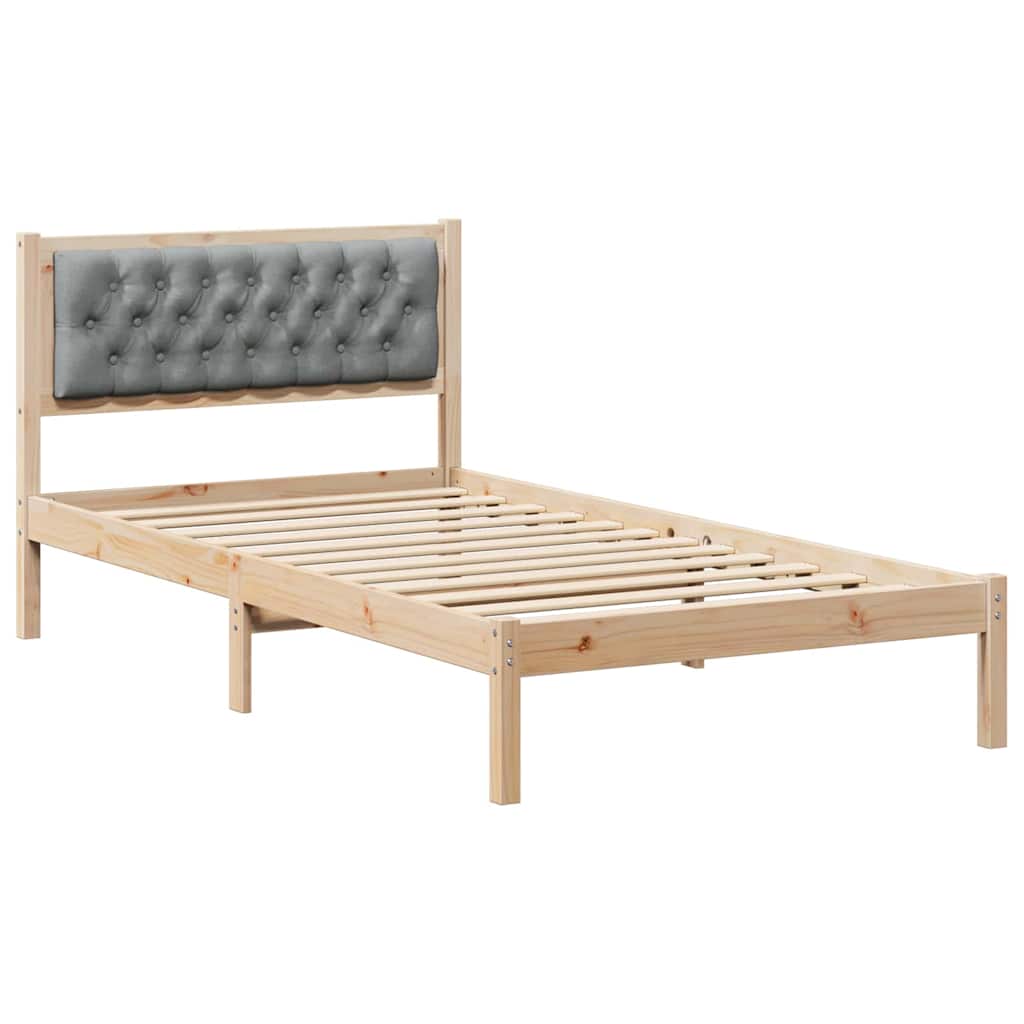 Sengestel med hovedgærde Lysegrå 100 x 200 cm Massiv fyrretræ