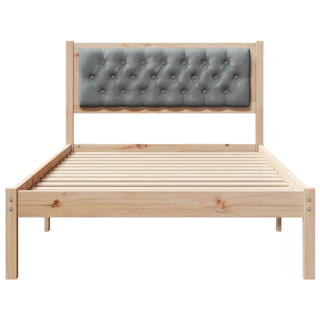 Sengestel med hovedgærde Lysegrå 100 x 200 cm Massiv fyrretræ