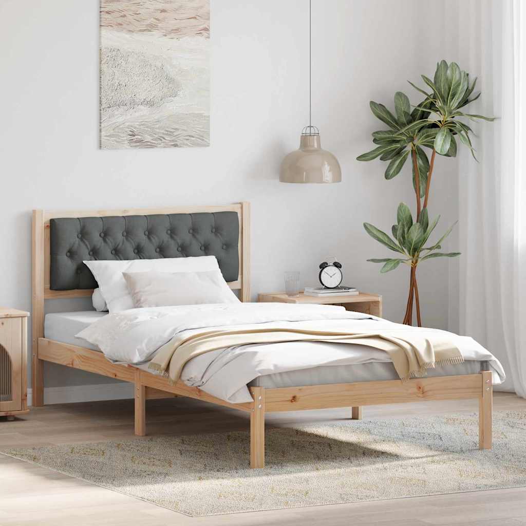 Sengestel med hovedgærde Mørkegrå 100 x 200 cm Massiv fyrretræ