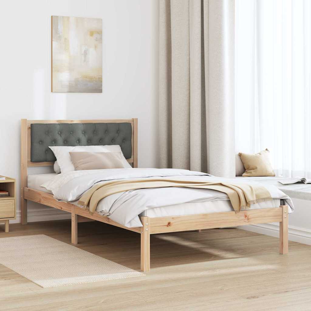 Sengestel med hovedgærde Mørkegrå 100 x 200 cm Massiv fyrretræ